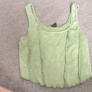 Green Sleeveless Ribbed Top